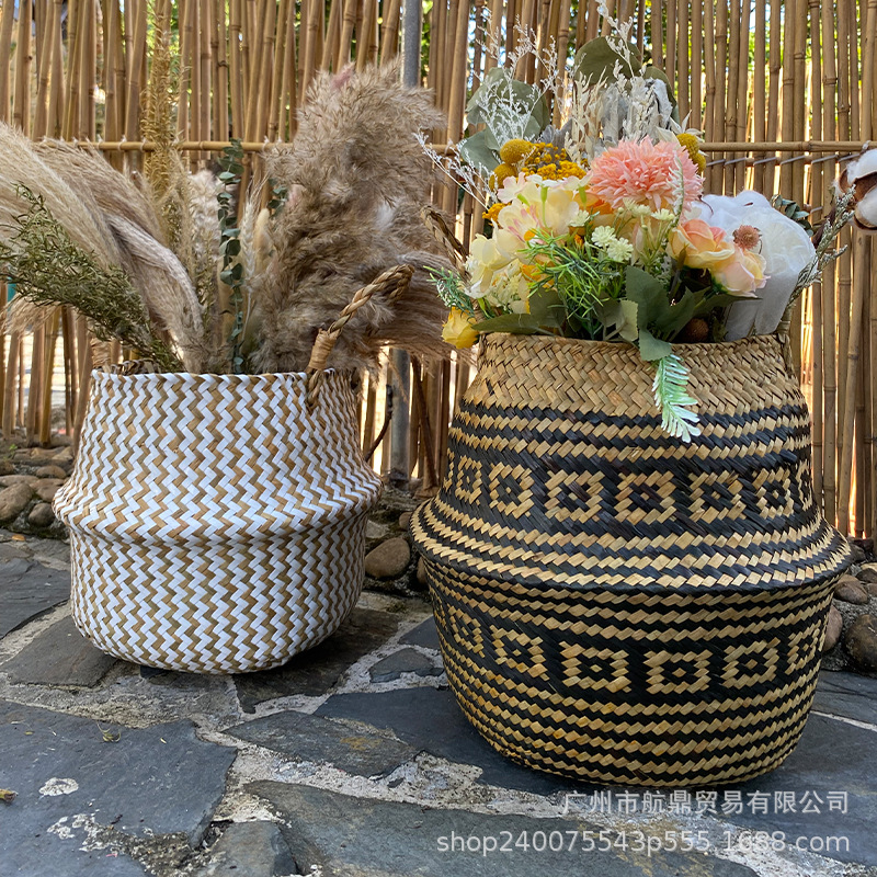 Grasas de mar tejidas a mano torsión varilla maceta medieval ligera lujoso alto sentido de viento silencioso almacenamiento de mano plegable azul