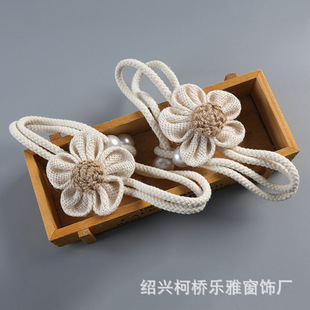 Curtain Decorative Strap Linen Flower Strap Pastoral Cotton Linen Style Curtain Strap Pin