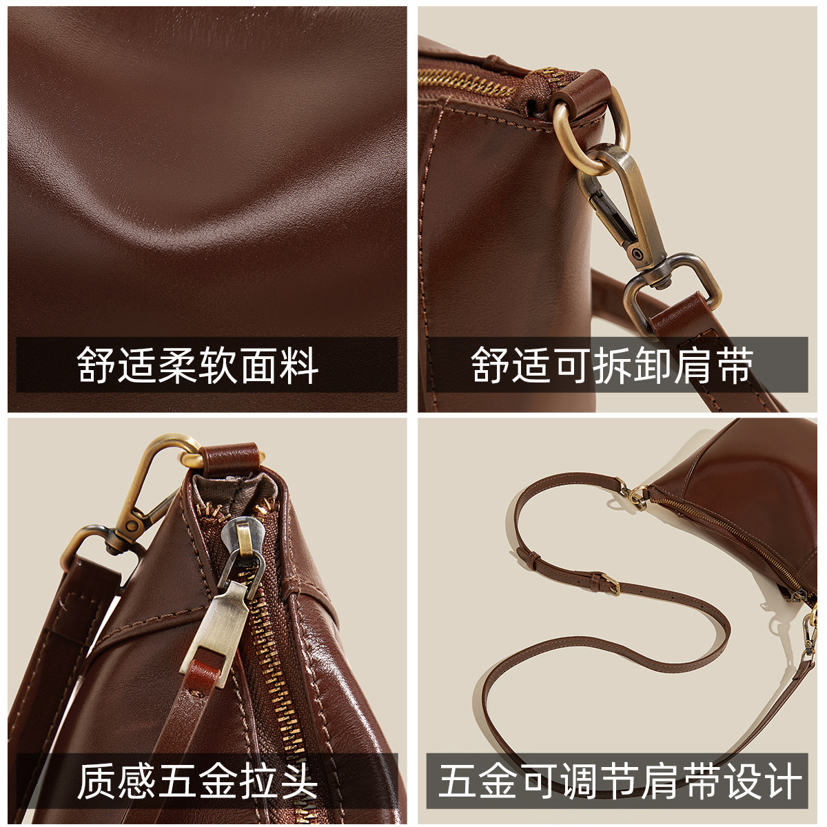 가죽 어깨 가방 여성의 2024 새로운 가을과 겨울 기름 왁스 가죽 여성 가방 여성을위한 간단한 캐주얼 휴대용 크로스 바디 백