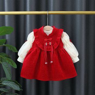 Chinese clothing girls' three-year-old 2 children's skirt spring and autumn women's dress High sense Huzhou live broadcast foreign trade Wholesale