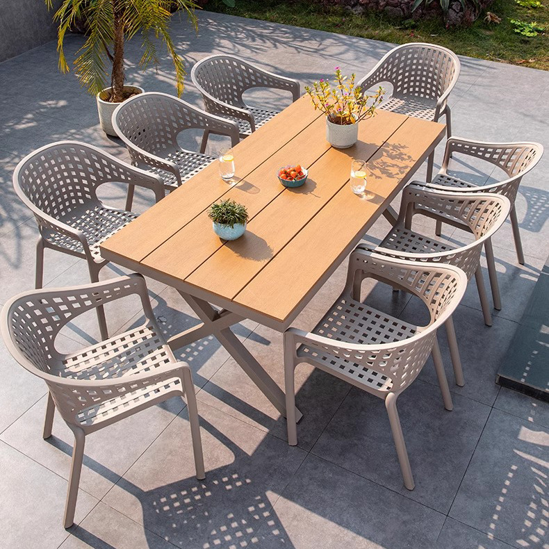 Mesa y silla al aire libre Combo Villa Jardín Nórdica Terraza Mesa Mesa de comedor Silla de comedor de cordón Diseñador de patio Mesa de balcón al aire libre