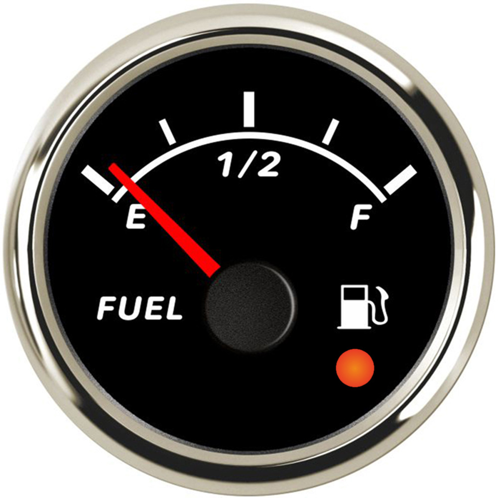Universal – 52mm Oil Level automobile instrument - silver-edge-black-background-pointer