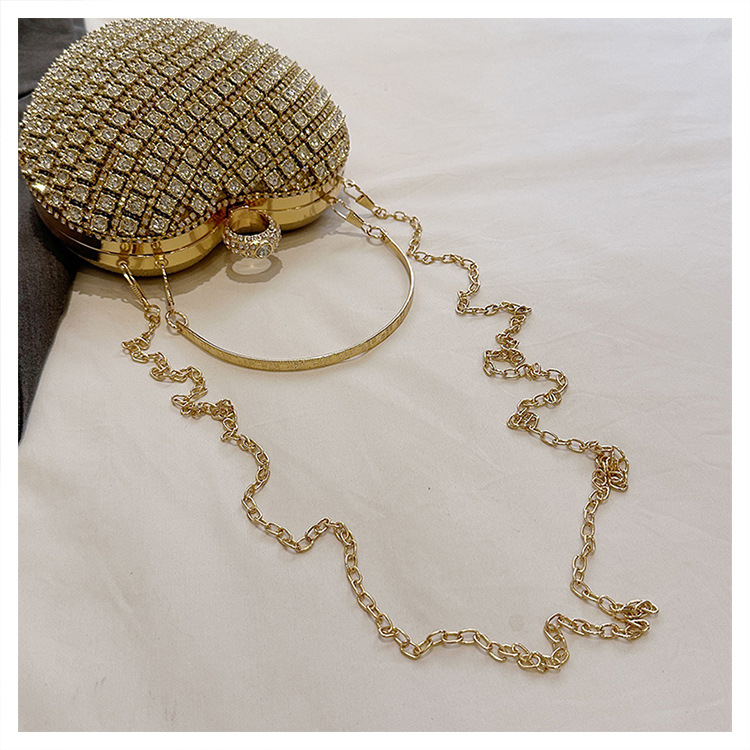 Plata Colores Oro Metal Forma De Corazón Diamante De Imitación En Forma De Corazon Bolsos De Noche display picture 14