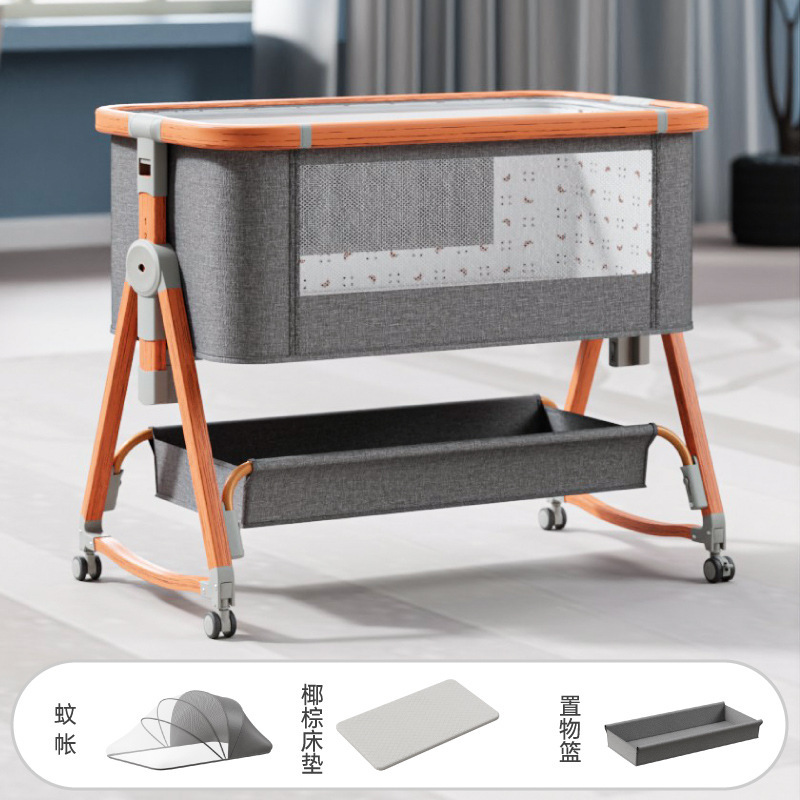 Recién nacido costura gran cama madera grano bebé cuna cama móvil portátil BB cama multifuncional bebé cuna