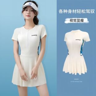 2025 new swimsuit female one-piece student swimming lesson swimsuit belly-covered slim hot spring ladies plus size swimsuit