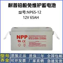NPP耐普12V65AH胶体免维护蓄电池UPS直流屏路灯太阳能基站光伏用