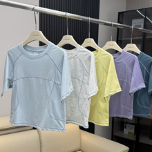 糖果色系！巨好穿！吸湿速干银离子宽松撞色训练运动短袖T恤