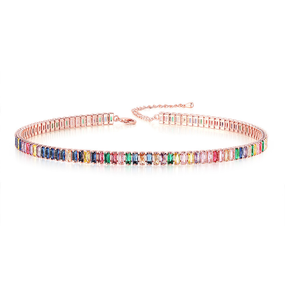 Zircon Tennis Neckchain For Men And Women, Rectangular Necklace_voghion.com