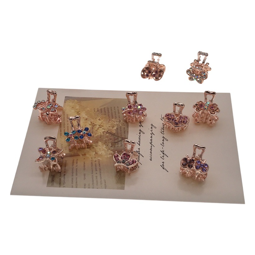 Venta caliente más de recomendar galvanizado pequeña garra pequeño clip superior de diamante incrustado horquilla clip dos yuanes tienda de accesorios para el cabello accesorios de cabeza