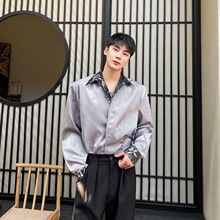 春秋季新中式2026气质小众设计感痞帅男士竹叶提花长袖百搭衬衫男