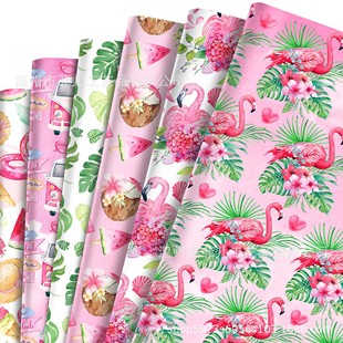 Wz135 Flamingo Gift Decorative Paper Hawaiian Festival Party Gift Box Paper Flamingo Outer Wrapping Paper