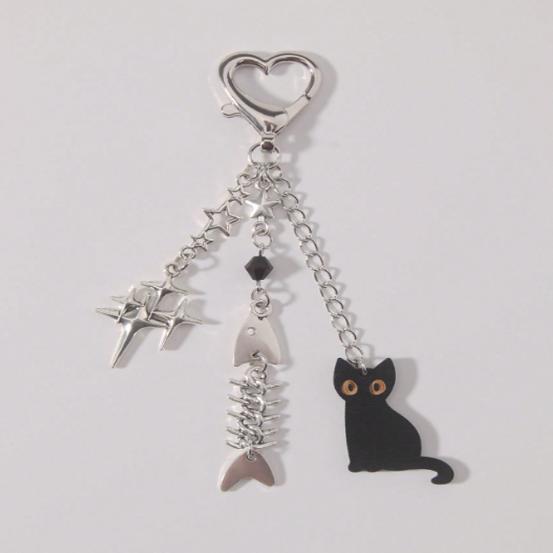 European and American Cross-border Jewelry Personality Trend Cat Star Fish Mi Chain Keychain Bracelet Chain Bag Hanging Ornaments