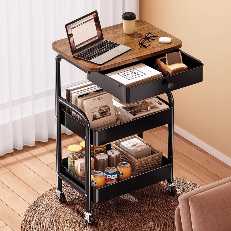 Mobile Trolley Storage Rack, Floor-Standing Household Snack Storage Rack, Sofa Side Table, Coffee Table, Drawer Storage Rack