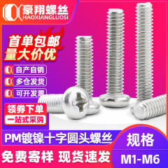 PMニッケルメッキ十字丸頭ねじ盤頭機歯ねじ精密電子小ねじメーカーM2/M2.5/M3