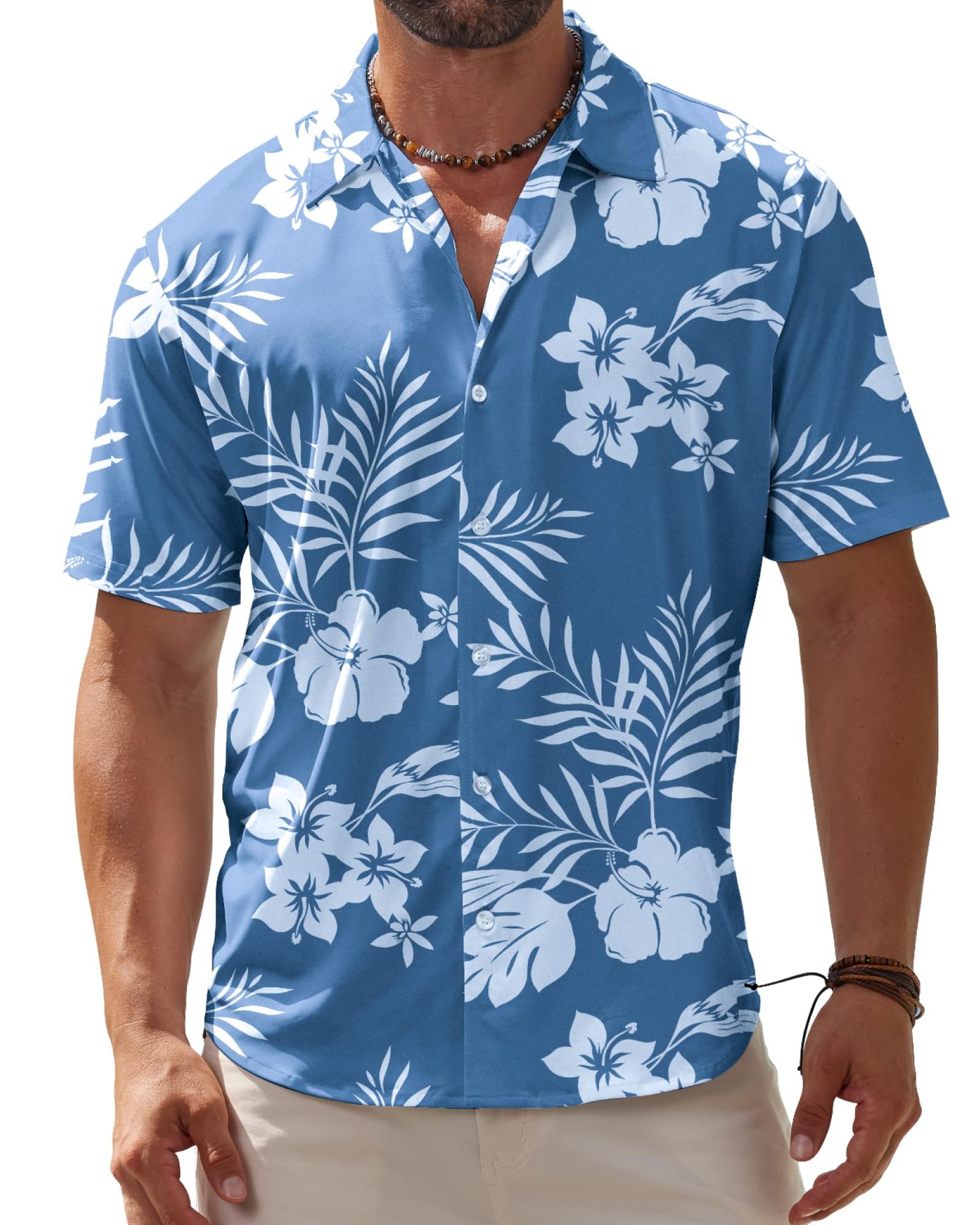 2023 nuevos hombres Hawaii europeo y americano ropa de los hombres impresión 3D del comercio exterior los hombres manga corta floja delgada camisa casual