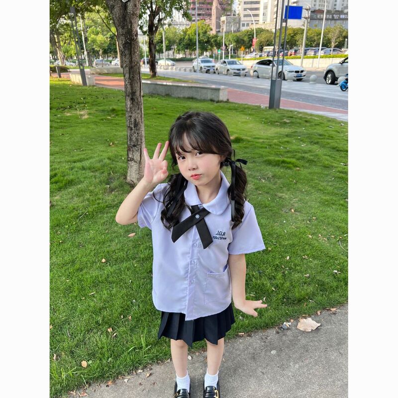 Kindergarten and Primary School Students' Class Uniforms, College-Style Thai-Style Children's School Uniforms, Summer Shirts and Suits for Boys and Girls