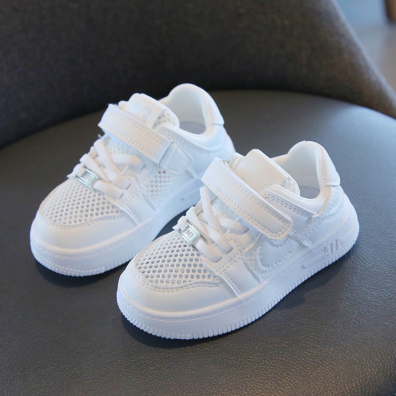 Fashionable white breathable children's white sneakers for men and…