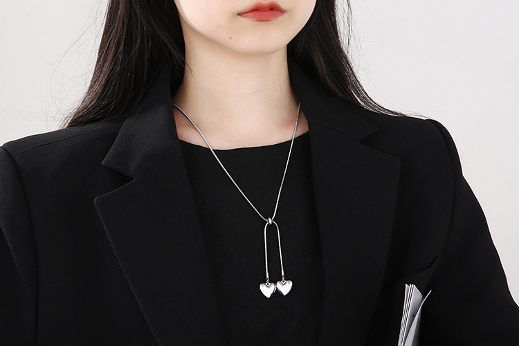 Daily Occasion 304 Stainless Steel Material Fashion Heart Shape Titanium Steel Necklace 1 Piece