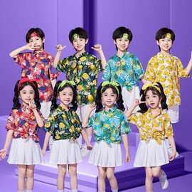 儿童六一啦啦队表演服港风幼儿园薄款洋气跳舞复古衫运动会演出服