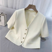 早秋薄款蓝色小香风西装外套女新款高级感休闲网红短款小西服