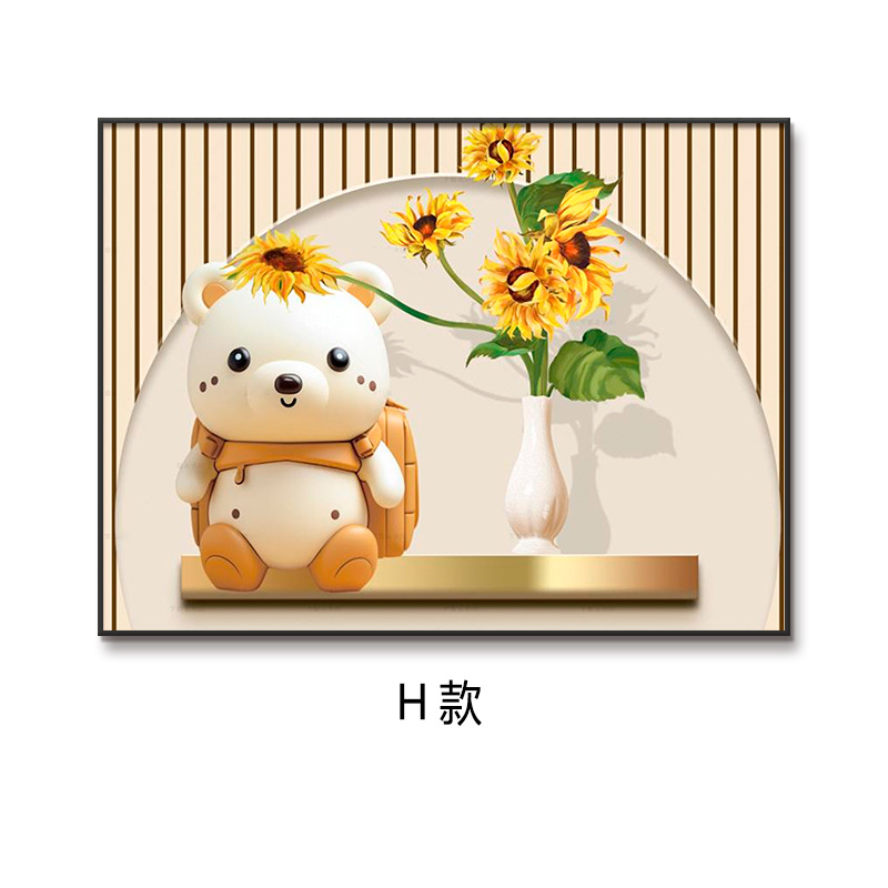 Pintura de decoración de la sala de estar, dormitorio de niños, pintura de cabecera, porcelana de cristal, niño, niña, dibujos animados, cómics, pasillo, mural