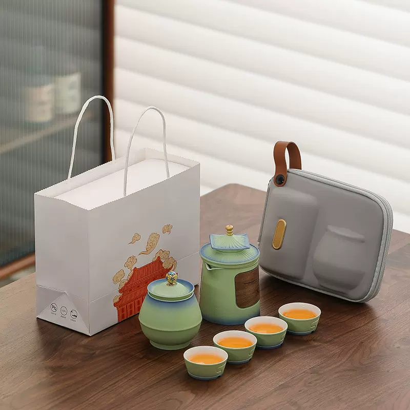故宫文创商务旅行茶具套装创意户外快客杯公司活动伴手礼刻字logo