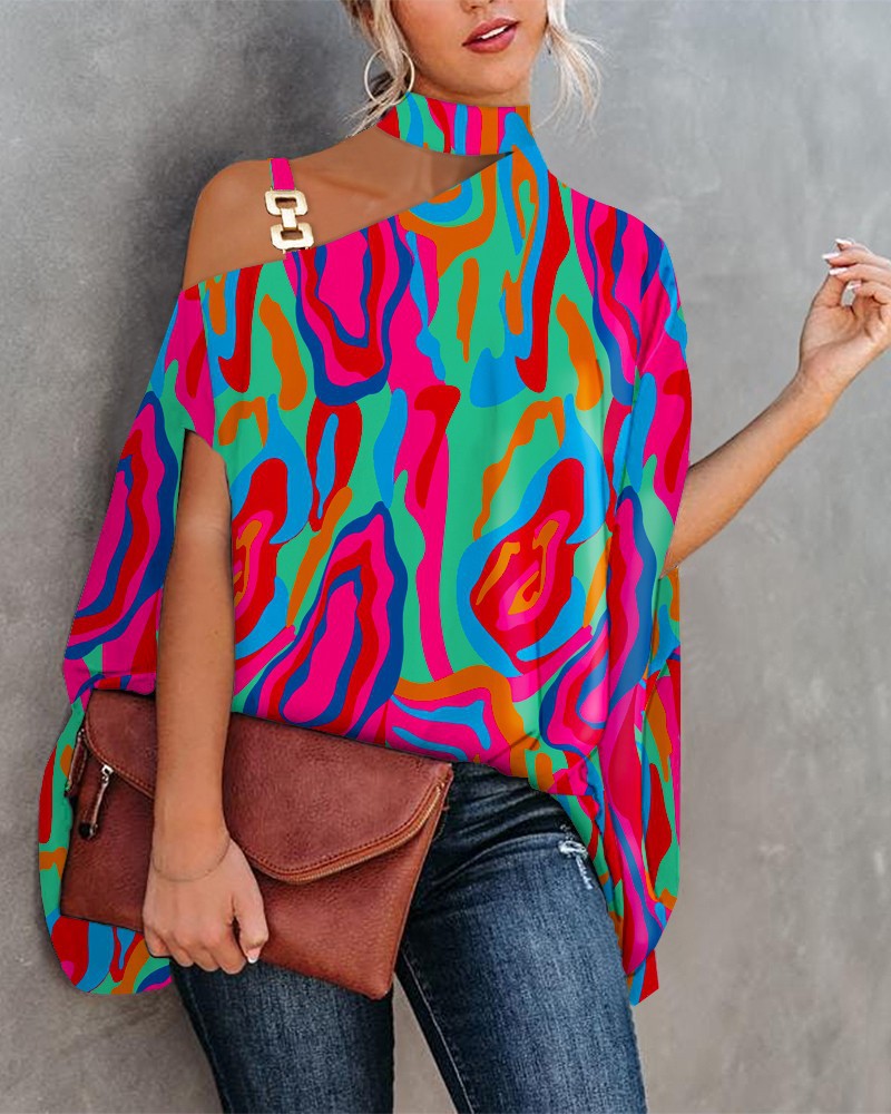 Women'S Gender Wholesale Women'S Fashion Printing Short Sleeve Patchwork Blouses