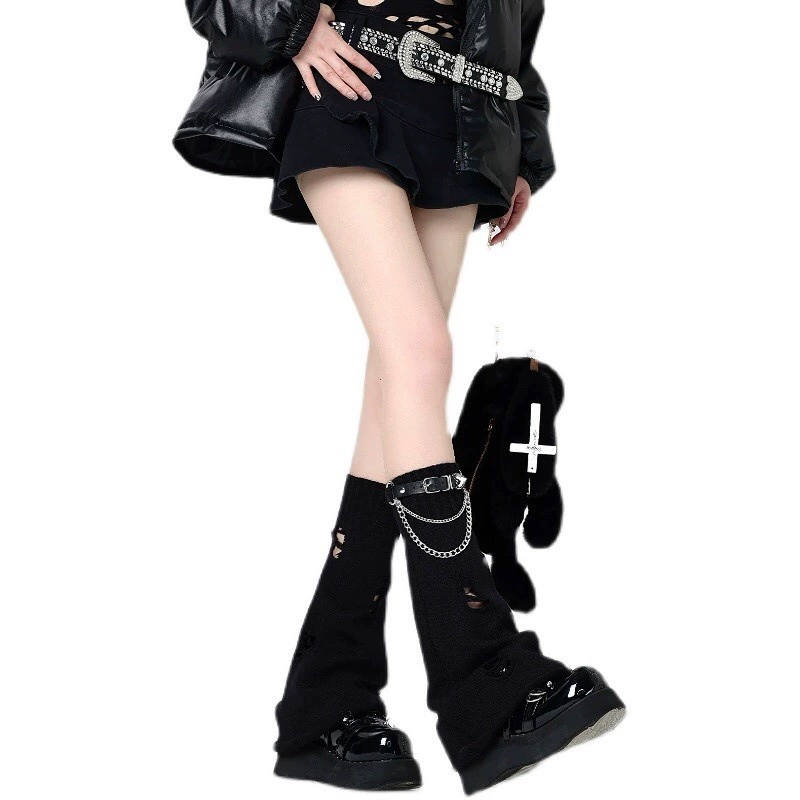 Chain, knitted gaiters, set, megaphone, 2 carat, mid-length
