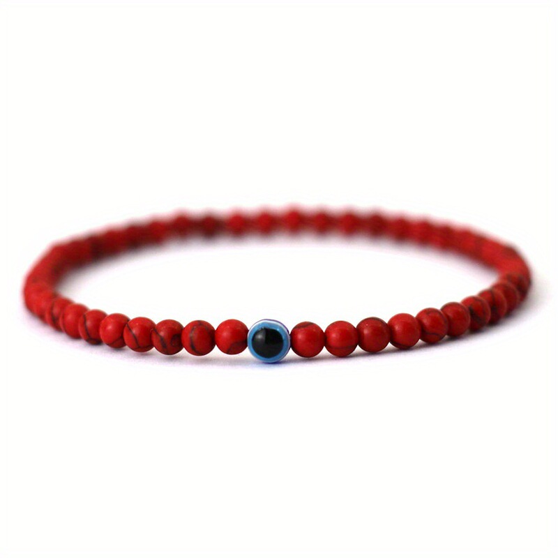 Cross-Border New Hematite Beads Natural Stone Bracelet Men's Fashion Business Casual Bracelet with Blue Evil Eye