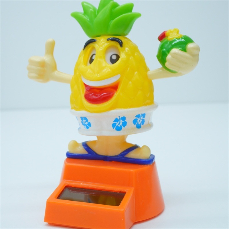 太阳能摆件菠萝头摇头公仔卡通礼物儿童跨境内饰创意内饰汽车用品详情6
