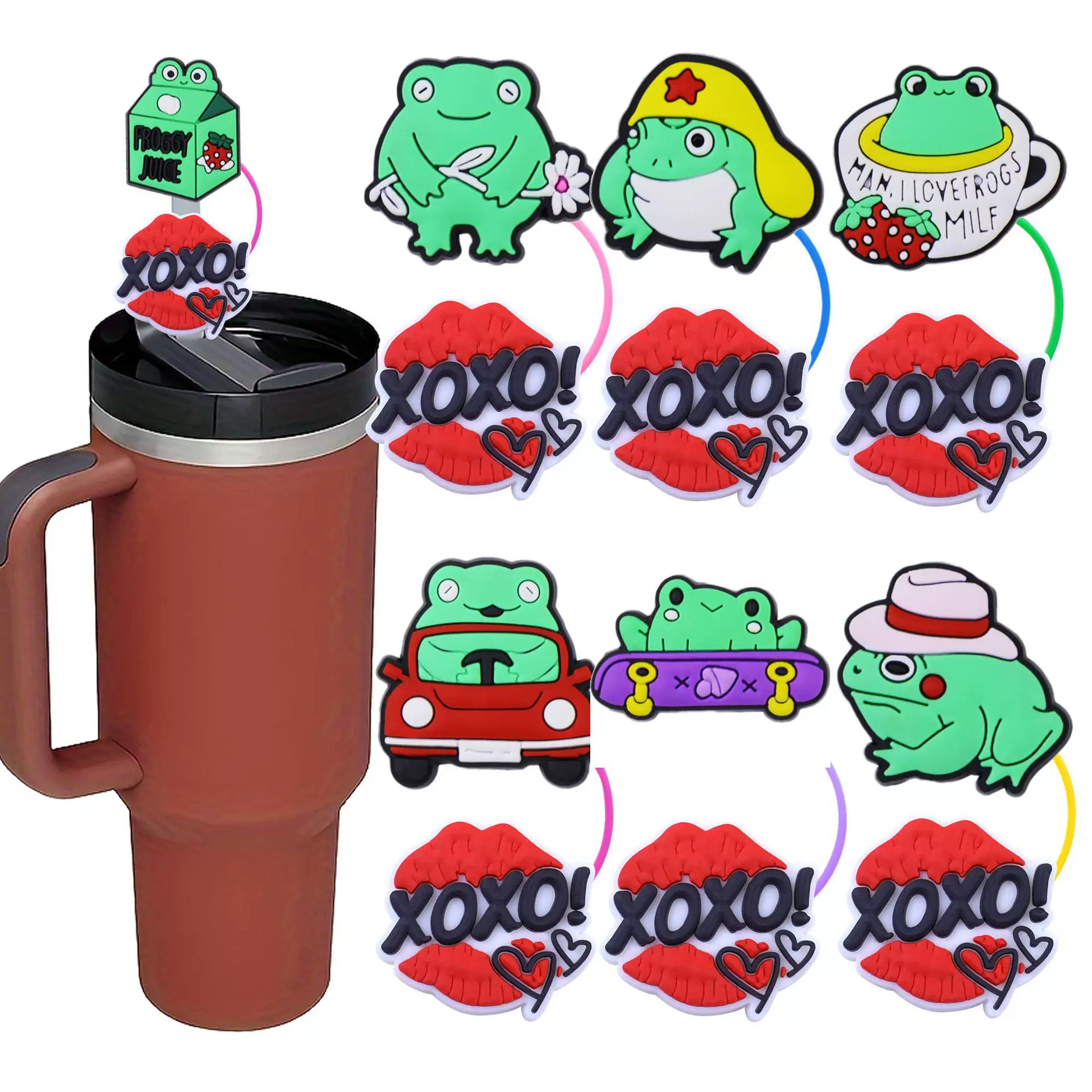 青蛙吸管帽速卖通派对吸管装饰帽卡通可爱玩偶创意