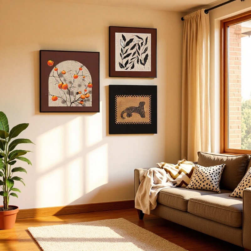 Medieval Style High-End Living Room Decorative Painting Sofa Background Wall Abstract Art Mural French Retro Combination Hanging Painting