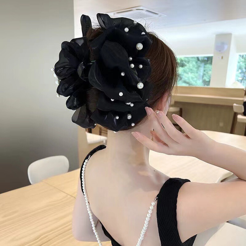 クロスボーダーヘアアクセサリー大型レトロロングリボンリボンヘアピンマルチカラー三角タオルバーガンディリボンスプリングクリップ|undefined