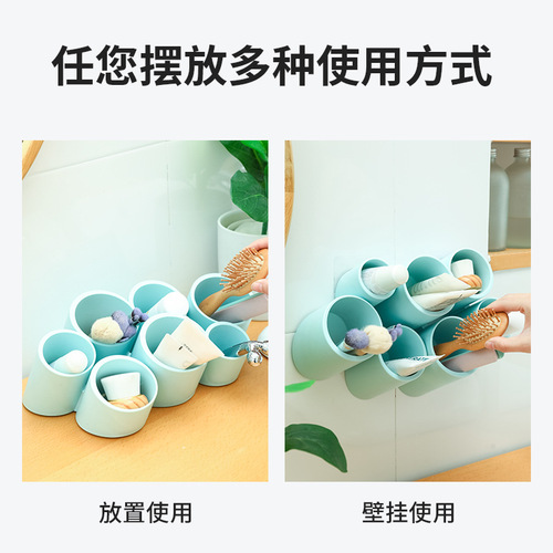 Pen holder wholesale desktop storage box oblique plug-in porous wall-mounted multi-grid round creative marker pen storage rack