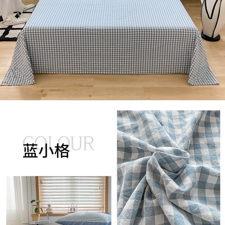 Sábanas engrosadas de algodón puro pieza única 100 algodón nuevo dormitorio de estudiantes azul edredón para dormir desnudo juego de tres piezas de funda de almohada individual