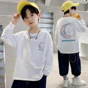 Spring and Autum American Trbottomy Brand Threaded Cuffs Long-Sleeved T-Shirt Pure Cotton Boys' Bottoming Shirt Trbottomyy Autum and Winter Tops for Men and Women
