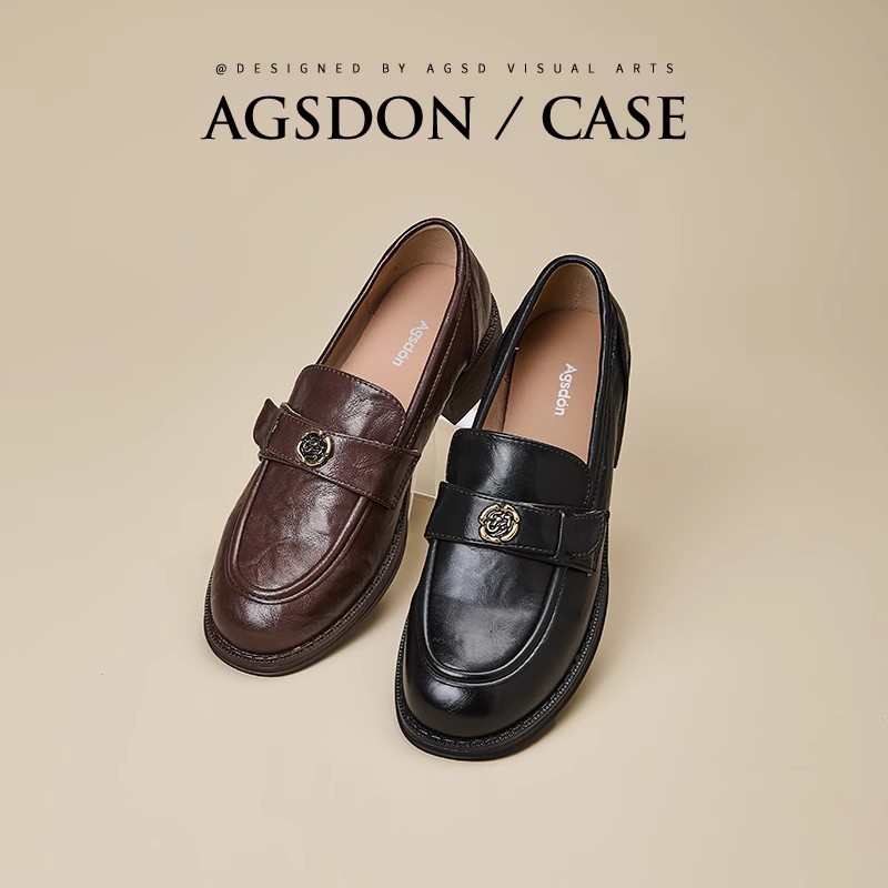 Zapatos antiguos Lion Denlefour para mujeres 2025 nuevo otoño y invierno con suela gruesa de veludo estilo británico retro negro zapatos de cuero comerciales pequeños