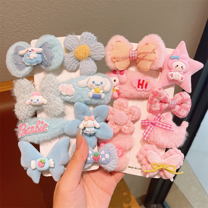 秋冬新款毛绒发夹儿童咖色可爱前额刘海夹小女孩碎发夹子发卡头饰|undefined