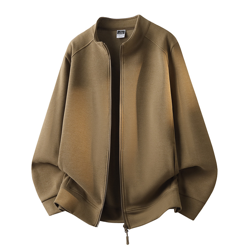 Men's stand-up collar casual sweatshirt, Korean style, trendy, loose fit, solid color, 2026 new collection, suitable for spring and autumn, long sleeves
