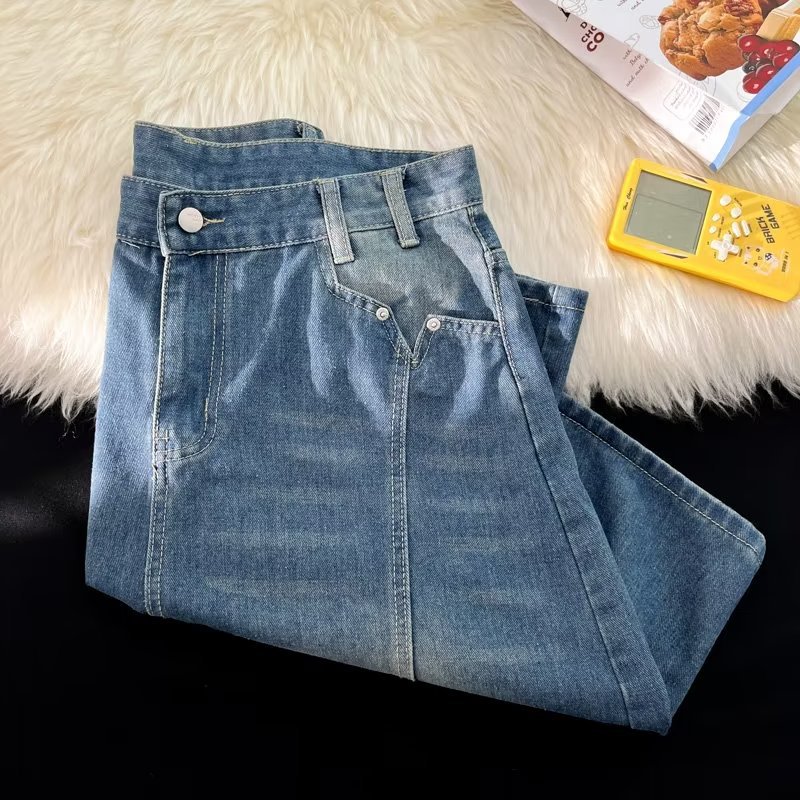 Retro Washed Denimshorts Herren Japanische Splicing Sommershorts_voghion.com