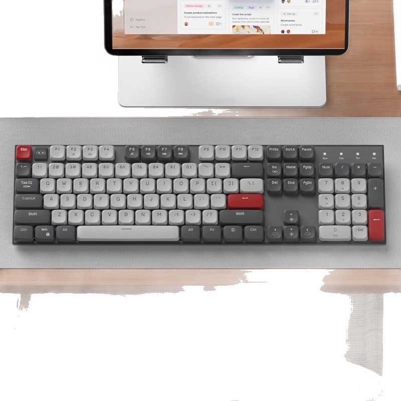 Teclado mecánico eje rojo corto silencioso escritorio de escritura de tres modos de conexión de computadora portátil de deportes electrónicos ultra delgados teclas completas sin impacto