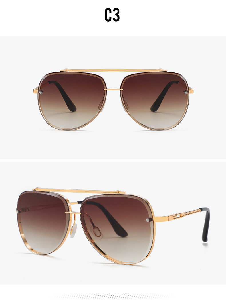 60g Weight Streetwear Geometric PC UV400 Protection Round Frame Full Frame Men's Sunglasses