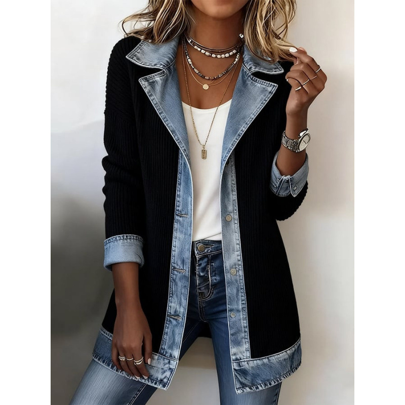 Amazon Cross-Border 2026 Autumn European and American Foreign Trade New Women's Fashion Elegant Slim-Fit Long-Sleeve Patchwork Jacket for Women Amazon Cross-Border 2026 Autumn European and American Foreign Trade New Women's Fashion Elegant Slim-Fit Long-Sleeve Patchwork Jacket for Women