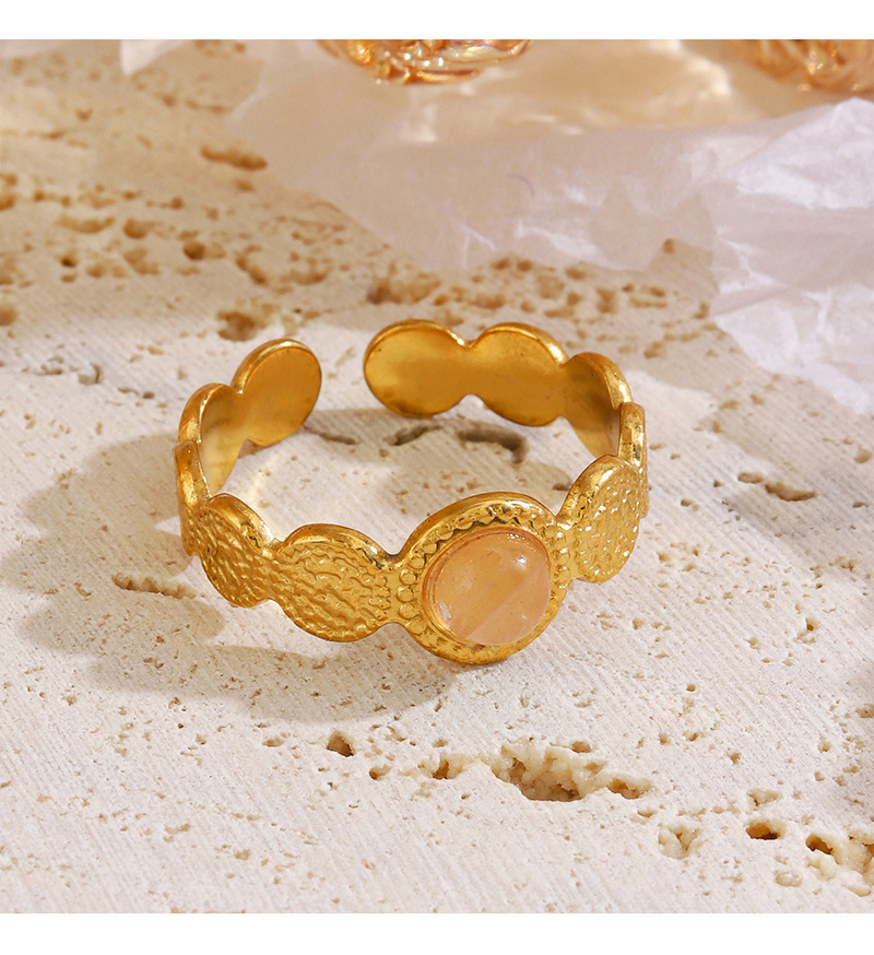 Geometric Pattern Women's Gender Wholesale Jewelry Simple Style Geometric 304 Stainless Steel Natural Stone Plating Open Rings