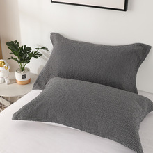小格日系枕巾纯棉a类一对装大号双人家用加厚纱布全棉枕巾盖巾