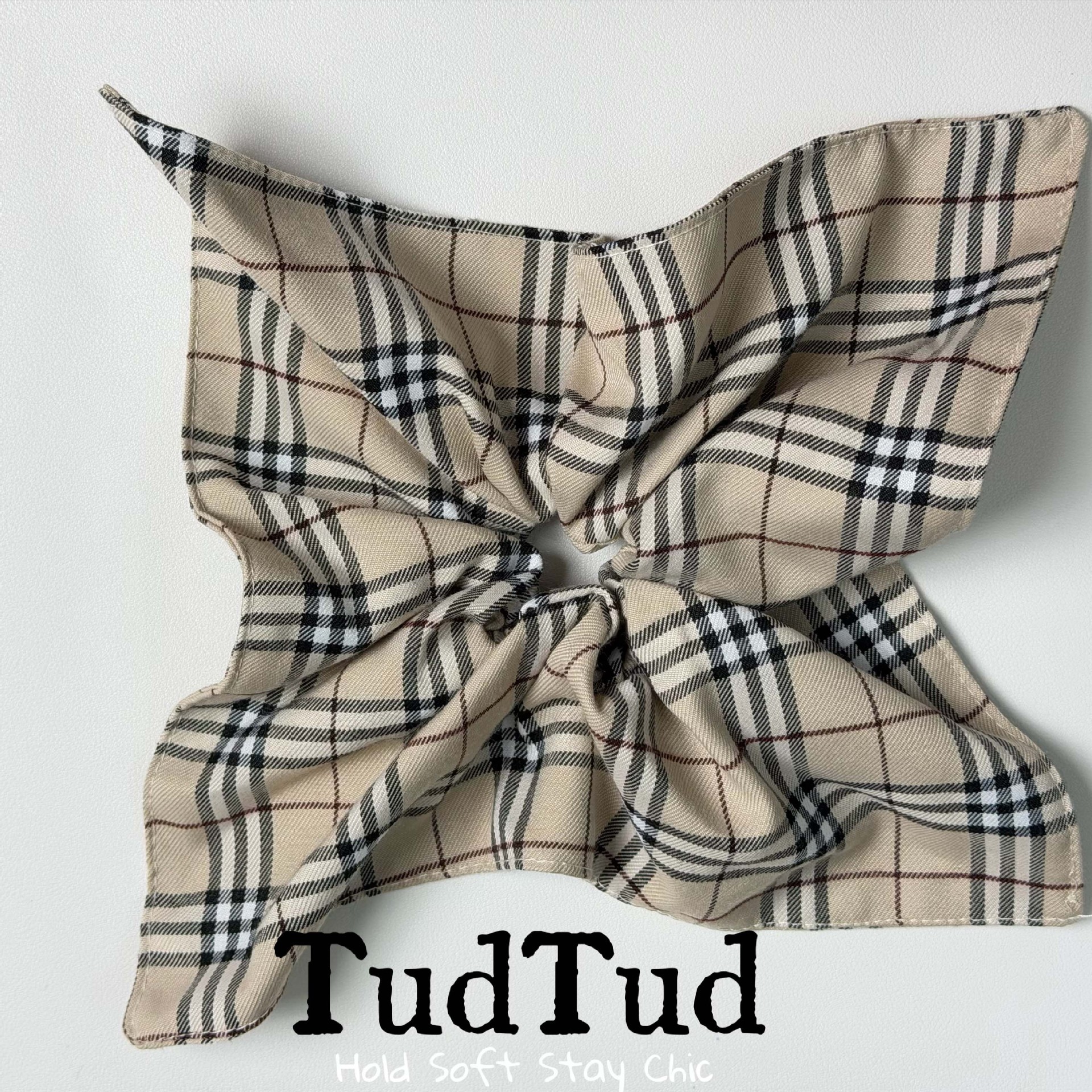 Tudtud Brown Plaid Scarf Hair Tie! Low-Saturation, High-End Hair Accessories for Everyday Hairstyles