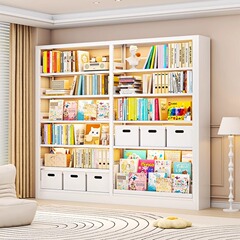 家庭用図書館鋼製本棚床置き物置棚子供本棚絵本棚客間シンプル鉄芸物置棚