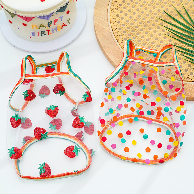 Pet Strap Sunscreen Vest Puppy Cat Clothes Supplies Thin Teddy Bixiong Fadou Corgi Colorful Round