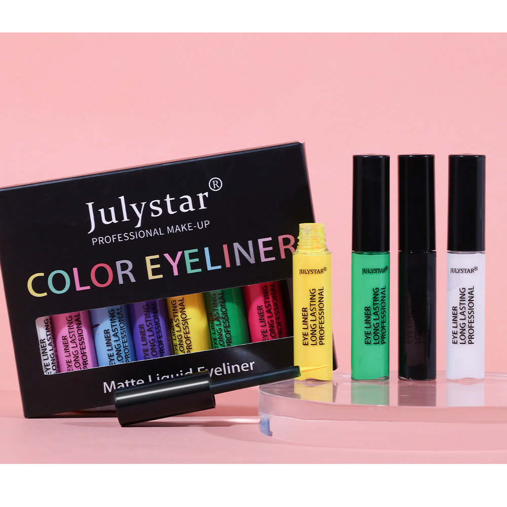 julystar Southeast Asia Foreign Trade Cool Black Eyeliner Liquid Pen Cross-border Europe and America Waterproof Colored Eyeliner Pen Set Wholesale undefined