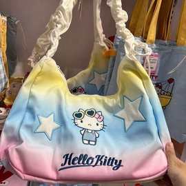hello kitty渐变包女包大容量新款韩系单肩包百搭上课宽带斜挎包